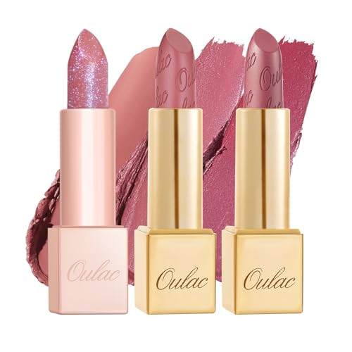 Oulac Lipstick Set For Women - 3 Types Lip Makeup Finish High Impact Lipcolor With Moisturizing Formula Vegan & Clean Beauty 01+Gm04+Pg05