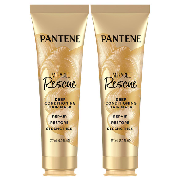 Pantene Hair Mask Miracle Rescue Deep Conditioning Treatment Hydrate Dry Hair Twin Pack 8 Fl Oz Each
