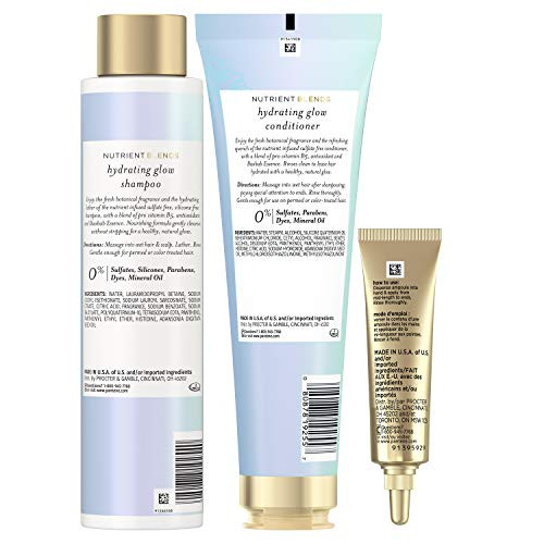 Pantene Shampoo And Conditioner Plus Hair Mask Rescue Shot Treatment With Baobab Essence/Nutrient Blends For Hydrating Glow White