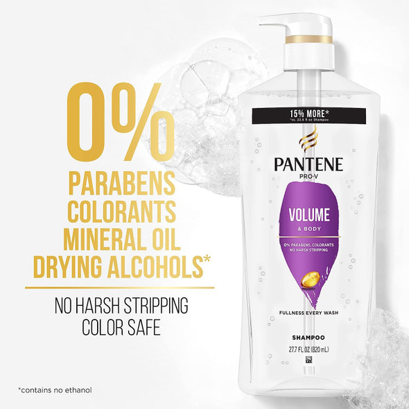Pantene Shampoo Conditioner And Hair Treatment Set Volume & Body For Fine Hair Safe For Color-Treated Hair
