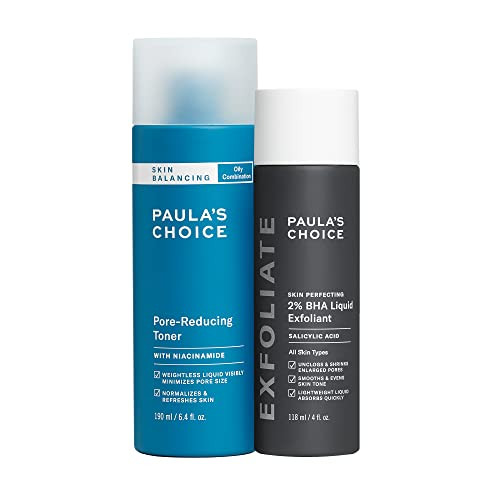 Paula's Choice 2% Bha Liquid Exfoliant & Skin Balancing Toner Minimizes Clogged Enlarged Pores With Salicylic Acid & Niacinamide For Combination & Oily Skin Fragrance- Set Of 2