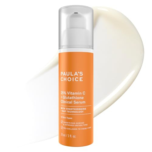 Paula's Choice Paula S Choice 25% Vitamin C Serum With Glutathione & Antioxidants Face Serum Improves Discoloration Uneven Tone & Firms All Skin Types Fragrance- 1Oz