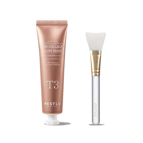 Pestlo Glow Application Set: Baby Collagen Glow Mask (1.69 Fl Oz) + Silicone Spatula Brush Vegan Collagen Mask & Precision Applicator For Firm Radiant Skin