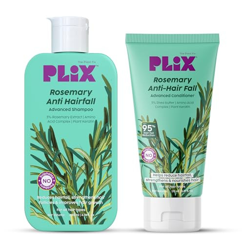 Plix - The Plant Fix Rosemary Anti Hairfall Regime Advanced Shampoo & Conditioner Reduces Hair Fall & Strengthens Hair Rosemary Extract Ceramides & Plant Keratin For Men & Women