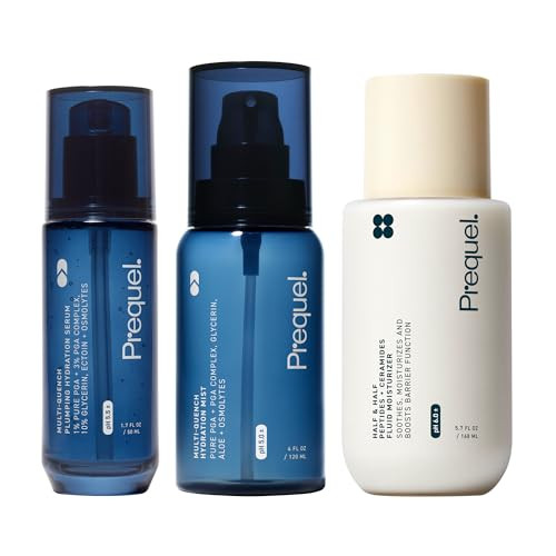 Prequel Skin Hydration Skincare Set Multi-Quench Hydration Mist Plumping Hydration Serum & Half And Half Fluid Moisturizer Daily Face Care Routine For All Skin Types