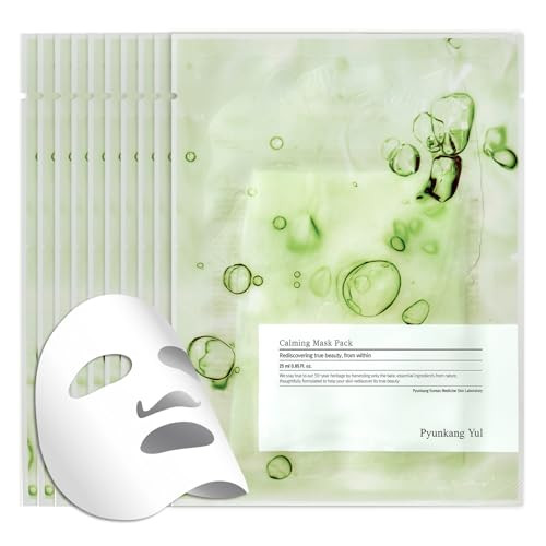 Pyunkang Yul Pky Ceramide Calming Mask Pack 10 Pcs - Korean Face Mask Skin Care Products Beauty Face Mask Containing Panthenol Hyaluronic Acid Tea Tree Shea Butter Squalene And Cica