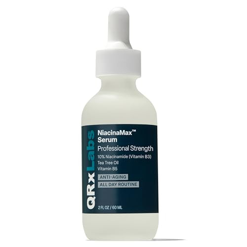 Qrxlabs Niacinamax Serum With 10% Niacinamide (Vitamin B3) Tea Tree Oil Calendula Extract Allantoin And Vit. B5 & E Enhanced Dermal Penetration Shrinks Pores & Reduces Blemishes On Skin 2 Oz / 60 Ml