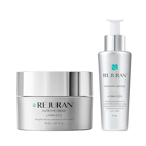 Rejuran C-Pdrn Korean Skin Care Bundle Turnover Ampoule Serum (1.01 Fl Oz) & Nutritive Cream (1.69 Fl Oz) With Salmon Dna For Firming Hydrating & Youthful Radiant Skin