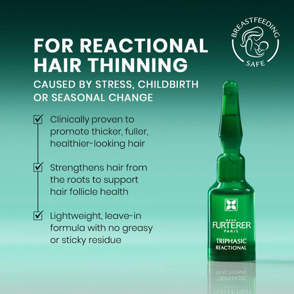 Ren Furterer Rene Furterer Triphasic Reactional Concentrated Serum - Thinning Hair Caused By Stress Postpartum Seasonal Change - Drug- - Breastfeeding Safe - Dermatologist Tested - 12 Ct. 3-Month Supply