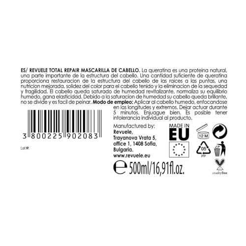 Revuele Hair Mask Total Repair For Damaged Brittle And Dry Hair 500 Ml 6 Pcs