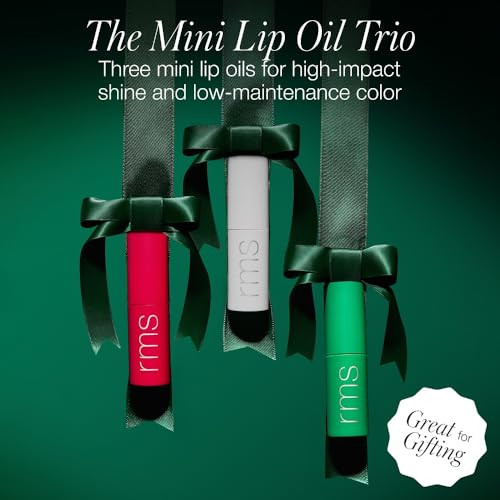 Rms Beauty Mini Lip Oil Trio Limited-Edition Holiday Set 3 Nourishing High-Shine Lip Oils With Clean Ingredients & Skincare Benefits Includes Exclusive Chameleon Shade