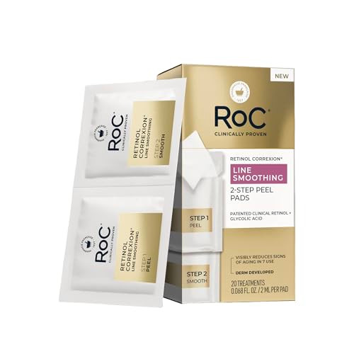 Roc Retinol Correxion Line Smoothing 2-Step Peel Pads With Clinical Retinol & 5-Acid Blend Resurfacing Treatment For Fine Lines Dullness And Pores 20 Treatments
