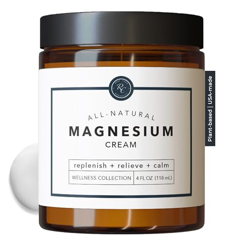 Rowe Casa Organics Natural Magnesium Cream With Raw Shea Butter And Pure Essential Oils Hydrating & Nourishing Topical Magnesium Body Lotion For Skin Conditioning 4 Fl Oz