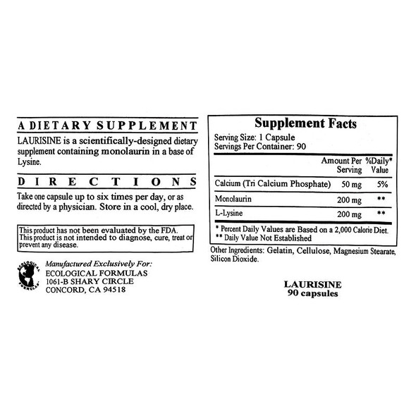 Ecological Formulas  Laurisine  90 Capsules