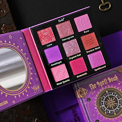 Rude Spell Book Eyeshadow Palette Magical Mix Of Matte & Shimmer Shades Blendable High-Pigment Formula For Mystical Eye Looks Vegan Cruelty- Paraben- Makeup [Passion]