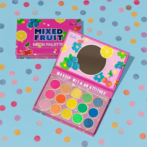 Rude Mixed Fruit Eyeshadow Palette 15-Color Bold Bright Palette With Mattes Shimmers & Glitters Ultra-Pigmented Blendable Vegan & Cruelty- Makeup For Neon Eye Looks [Neon]