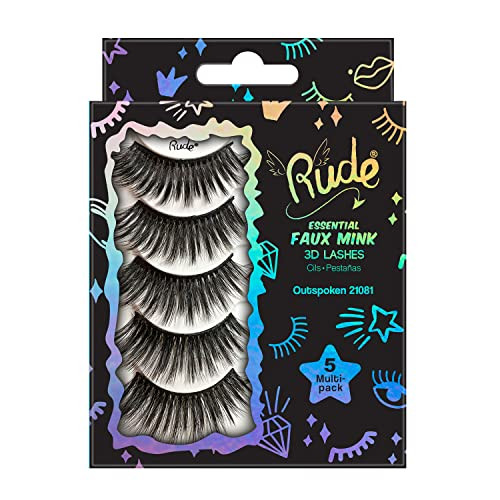Rude Essential Faux Mink 3D Lashes - Outspoken By Rude Cosmetics For Women 5 Pair Eyelashes