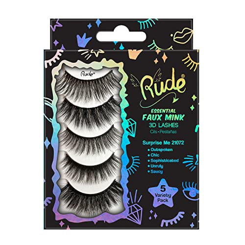 Rude Essential Faux Mink 3D Lashes - Surprise Me By Rude Cosmetics For Women 5 Pair Eyelashes