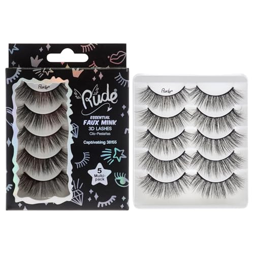 Rude Essential Faux Mink 3D Lashes - Captivating By Rude Cosmetics For Women 5 Pair Eyelashes