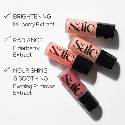 Saie Cheek Flush Duo - Dew Liquid Blush (.40 Oz Rosy) Supersuede Baked Powder Blush (.01 Oz Mia) - Layerable Skin-Nourishing Blushes For A Seamless Radiant Finish
