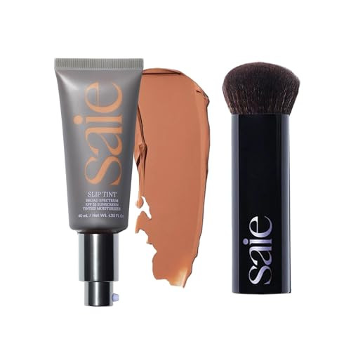 Saie Glow & Blend Duo - Slip Tint Tinted Moisturizer Spf 35 Shade Six (1.35 Oz) The Big Liquid Foundation Brush (1 Count) Hydrating Glow & Seamless Blending