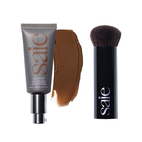 Saie Glow & Blend Duo - Slip Tint Tinted Moisturizer Spf 35 Shade Nine + Half (1.35 Oz) The Big Liquid Foundation Brush (1 Count) Hydrating Glow & Seamless Blending