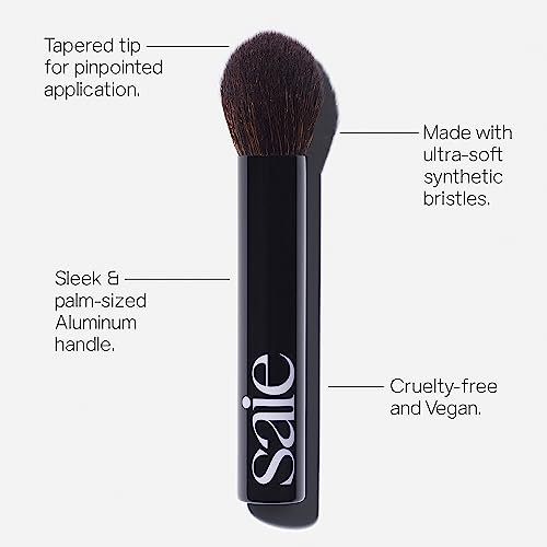 Saie Face Powder Duo Light - The Fluffy Brush Soft Multi-Use Targeted Powder Brush With Tapered Tip & Airset Radiant Loose Setting Powder Translucent (0.14 Oz) - Vegan Cruelty-Fee