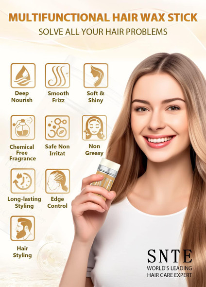 Samnyte Hair Wax Stick For Flyaways Fly Away Hair Tamer Stick For Baby Hair Hair Finishing Stick Works In 3 Seconds Hair Wax Stick For Long-Lasting Fixed Hair Styling Wax Stick For Hair