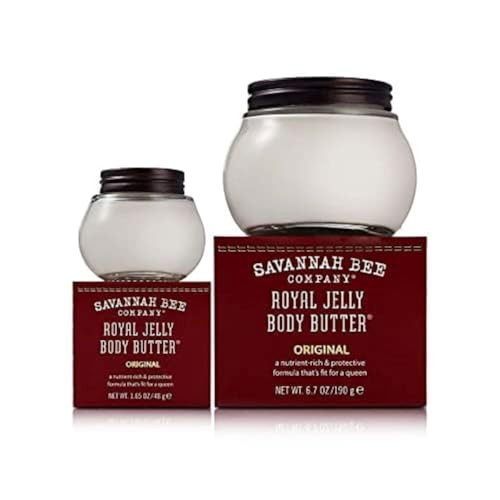 Savannah Bee Company Ultra-Rich Royal Jelly Body Butter Original Formula Set: Deeply Moisturizes Nourish & Revitalize Skin With Sweet Fragrance Of Blackberries & Velvety Vanilla (6.7 Oz & 1.65 Oz)
