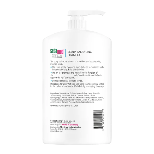 Sebamed Scalp Balancing Shampoo - Gentle Anti Dandruff Shampoo Formula For Oily Hair And Flaky Scalp 33.8 Fluid Ounces (1 Liter With Pump)