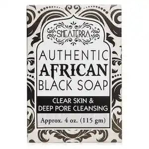 Shea Terra Authentic African Black Soap Bar Natural Exfoliating Soap For Firm Blemish- Skin Natural Soap For Women And Men Infused With Cocoa Pod Ash Plantain Peel Ash And Palm Kernel Oil