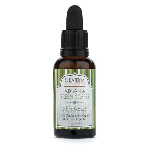 Shea Terra Argan And Green Coffee Around-Eye Serum All Natural & Organic Eye Serum With Anti-Aging Essential Fatty Acids Antioxidants And Vitamins For Smoother And Youthful-Looking Eyes 1 Oz