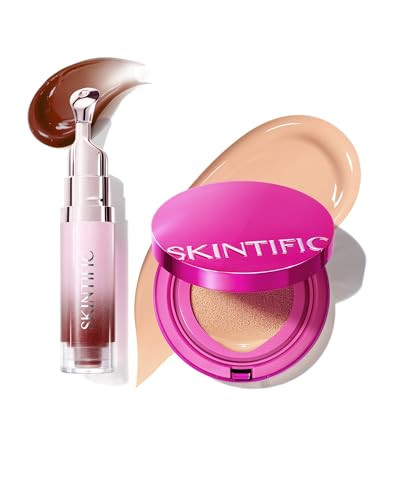 Skintific Pink Glow Cushion Foundation(03 Petal)+Peptide Brightening Lip Serum(08U Cinnamon Rose)