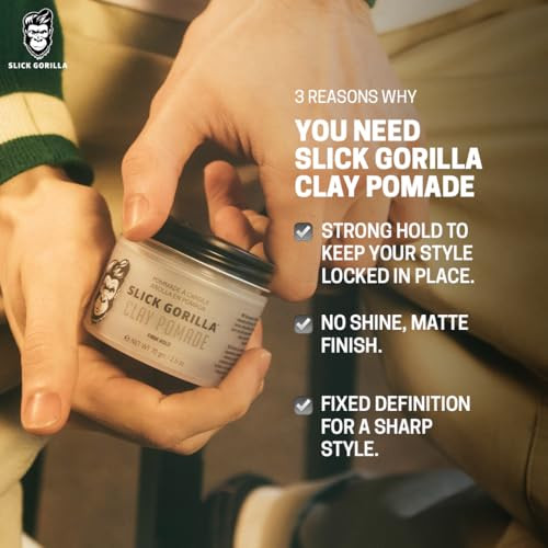 Slick Gorilla Texture & Hold Bundle For Men Clay Pomade (2.5 Oz) + Styling Powder (0.70 Oz) Matte Finish Firm All-Day Hold Adds Volume & Texture Lightweight & Non-Greasy