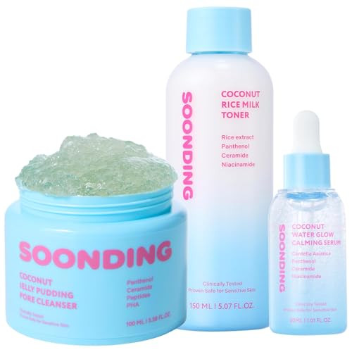 Soonding K-Beauty Glass Skin Trio - Jelly Pudding Pore Cleanser 100Ml Rice Milk Toner Calming Serum