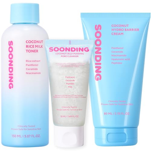Soonding K-Beauty Glass Skin Trio - Jelly Pudding Pore Cleanser 50Ml Rice Milk Toner Barrier Cream