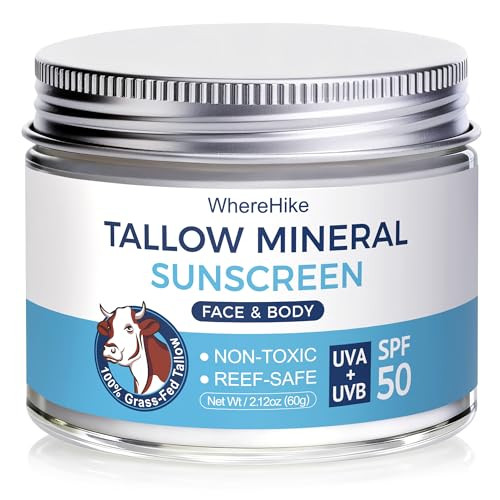 Stilip Organic Beef Tallow Sunscreen-Spf 50 With Zinc OxideNon-Toxic 2-In-1 Moisturizer & Mineral Sunblock Reef Safe Chemical-FreeLightweight Clean Formula For Sensitive Skin Natural Sunscreen