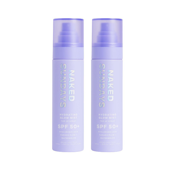 Sundays Spf 50 Hydrating Glow Face Mist - Daily Sunscreen Spray & Makeup Setting Spray With Hyaluronic Acid Lightweight Non-Greasy & Hydrating 2-Pack