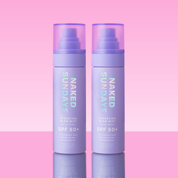 Sundays Spf 50 Hydrating Glow Face Mist - Daily Sunscreen Spray & Makeup Setting Spray With Hyaluronic Acid Lightweight Non-Greasy & Hydrating 2-Pack