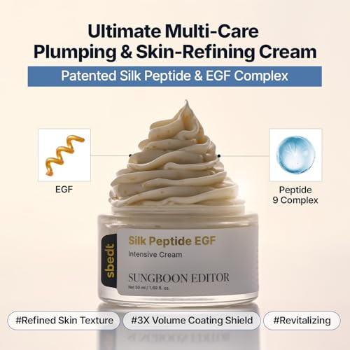 Sungboon Editor Silk Peptide Egf Cream With Copper Peptides Volufiline & Patented Peptide Complex Face Moisturizer For Fine Lines & Dry Skin Firm-Looking & Hydration Korean Skin Care 1.69 Fl Oz