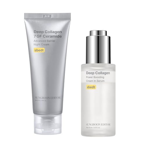 Sungboon Editor Deep Collagen Overnight Volumizing Duo 7Gf Night Cream & Volufiline Serum Firming Hydrating Moisturizer Face Set For Skin Elasticity Korean Skincare Set For Women
