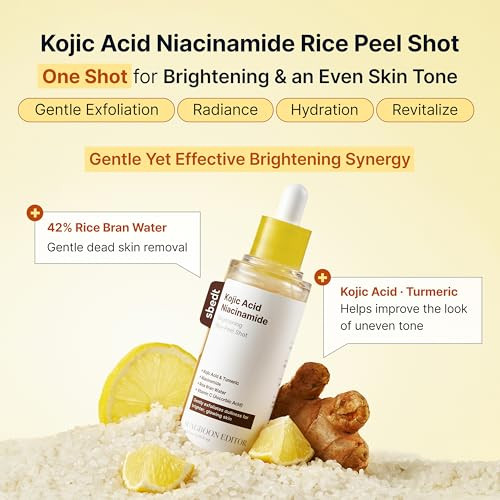Sungboon Editor Kojic Acid Peel Shot Serum Exfoliating Dark Spot Care With Rice Water Niacinamide Aha Bha Pha & Hyaluronic Acid Brightening Facial Serum For Even Tone 1.01 Fl Oz