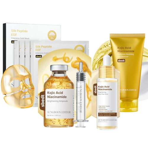 Sungboon Editor Kojic Acid Niacinamide Brightening Ampoule Kojic Acid Serum Kojic Turmeric Brightening Cleanser Sungboon Editor Silk Peptide Egf Intensive Gold Overnight Mask Gifts For Women