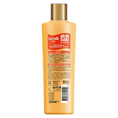 Sunsilk Bye Bye Damage Shampoo For Damaged And Dull Hair Super Fusion Formula With A Mix Of Hyaluronic Acid And Ceramide Repairs From 7 Types Of Hair Damage 220 Ml 1 Unit - Made In Italy