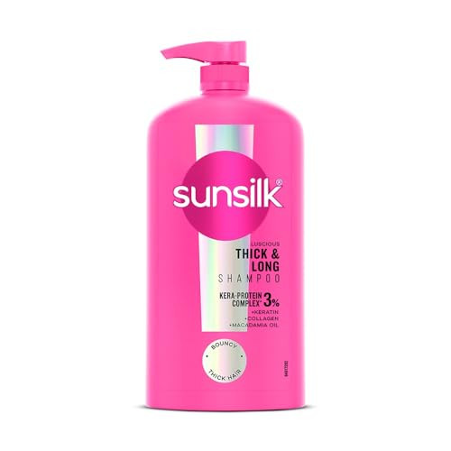 Sunsilk Adceftp Sciously Thick & Long Shampoo 1 L With Keratin Yoghut Protein And Macadamia Oil - Thickening Shampoo For Fuller Hair