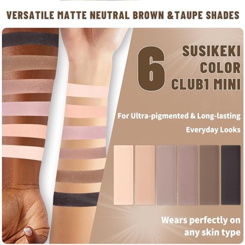 Susikeki 2Pcs 6 Colors Mini Eyeshadow Palette Makeup Set Neutral Nude Eye Shadow Olive-Colored Tone & Brown Matte Shimmer Make Up Pallet With Mirror Highly Pigmented Travel Size Kit