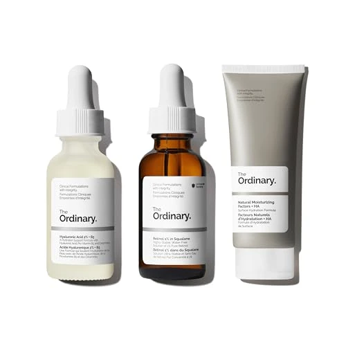 The Ordinary Fine Lines & Wrinkles Collection - Skin Care Bundle Set - Retinol 1% In Squalane 1 Fl Oz Hyaluronic Acid 2% + B5 1 Fl Oz Natural Moisturizing Factors + Ha 3.4 Fl Oz