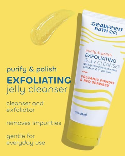 The Seaweed Bath Co. Seaweed Bath Co. Exfoliating Jelly Face Cleanser - Gentle Daily Face Wash And Scrub For Cleansing And Exfoliating Skin - Natural Facial Cleanser With Seaweed And Volcanic Powder For Radiant Glow 3 Oz