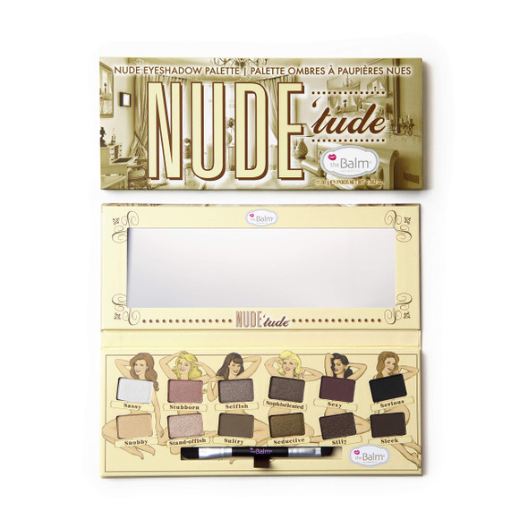 Thebalm Nude 'tude Eyeshadow Matte Shimmer Palette 12 Colors - Highly Pigmented Professional Natural Bronze Neutral Smoky Cosmetic Eye Shadows