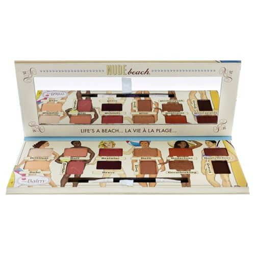 Thebalm Nude Beach Eyeshadow Palette Durable Long-Lasting Professional Cosmetic Set 12 Eye-Popping Shades Triple-Milled Pigments 0.382 Oz